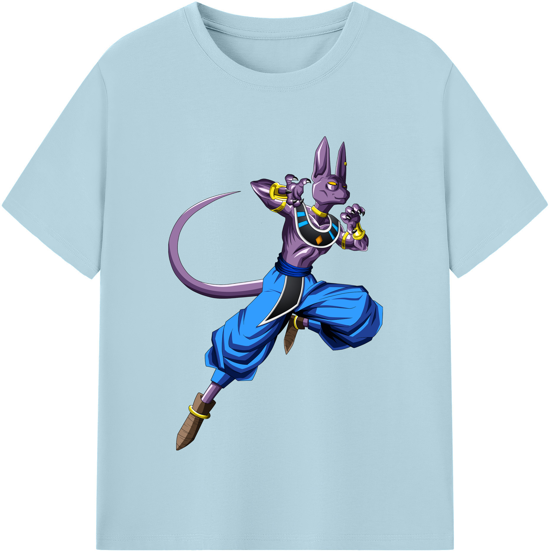 （画像用） ドラゴンボール ビルス 破壊神ビルス DRAGON BALL Beerus Birusu 綿100％半袖Tシャツ（フロントプリント）